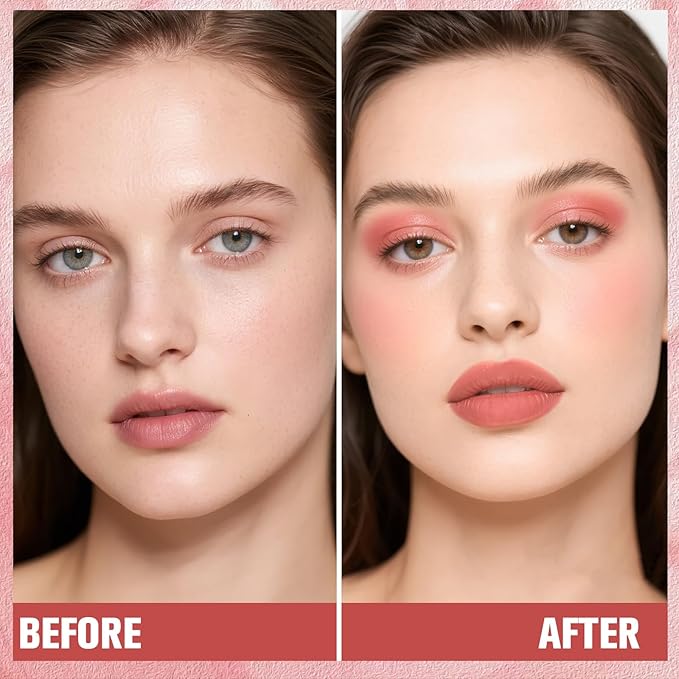 Matte Liquid Blush for Cheeks, High Pigment Buildable Cream Blush, Long-Lasting Natural Glow - Hydrating Formula Lightweight Makeup Radiant Flushed Cheeks (02 Sunset)