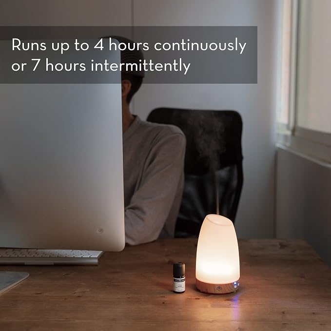 Serene House Ultrasonic Astro Aromatherapy Essential Oil Cool Mist Diffuser – 7-Color Calming Light Display with Timer Control, Automatic Shut-Off (White Cover/Light Wood Base, 90ml)