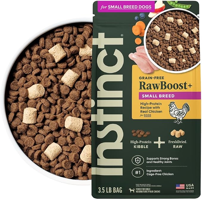 Instinct RawBoost Small Breed, Dry Dog Food + Freeze Dried, Chicken, 3.5 lb | High-protein kibble with FreshDried raw bites, nutrition for healthy weight, calcium for strong bones & teeth, grain-free
