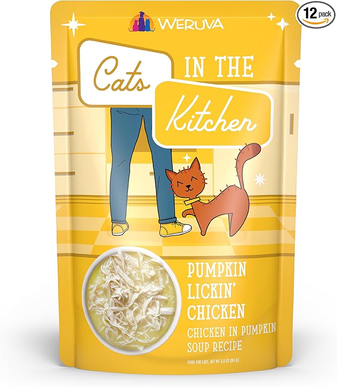 Weruva Cats in the Kitchen, Pumpkin Lickin' Chicken with Chicken Breast in Pumpkin Soup Cat Food, 3oz Pouch (Pack of 12)