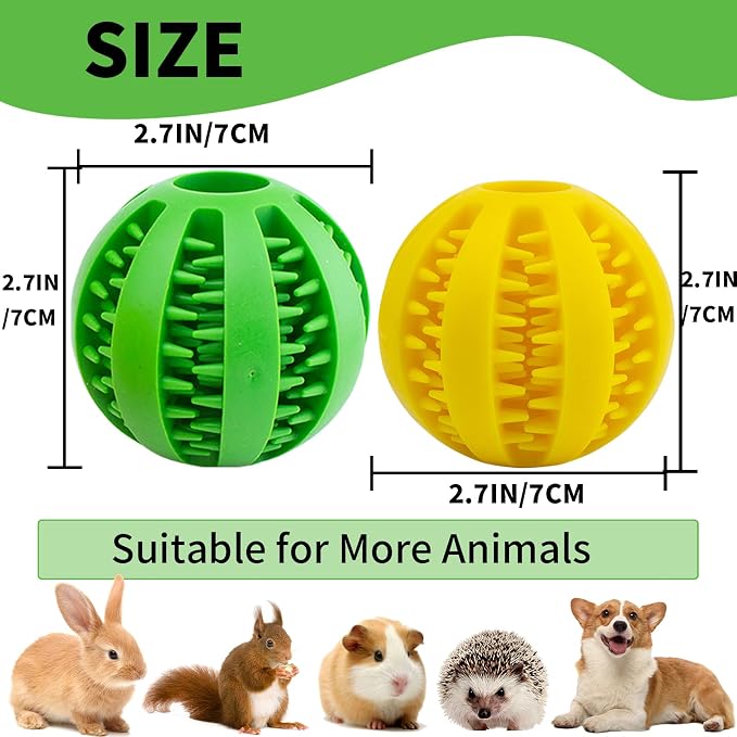 Rabbit Teething Toys Ball Small Animals Play Balls Treat Dispensing Rabbit Balls Puzzle Chew Balls & Rolling Toys for Bunny, Improve Pets Teeth Health for Rabbit, Guinea Pigs 2pack