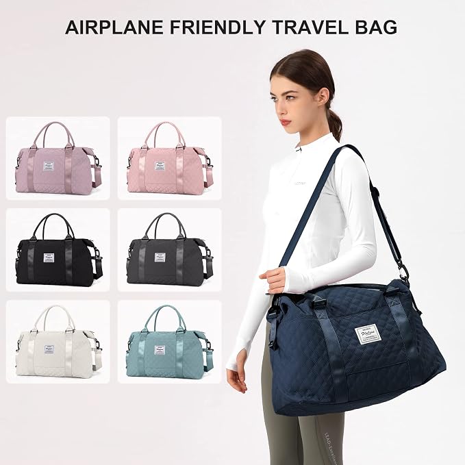 Travel Duffel Bag, Carry On Overnight Weekender Bags for Women | Travel Bag with Wet Pocket & Trolley Sleeve, For Spirit Airlines 18x14x8 Personal Item Bag