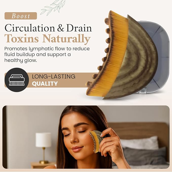 Lymphatic Contour Face Brush, Facial Brush for Lymphatic Drainage, Dry Lymphatic Massage Brush, Face Sculpting Brush, Lymphatic Drainage Massager, Contour Face Brush, Face Depuffer, Facial Tool