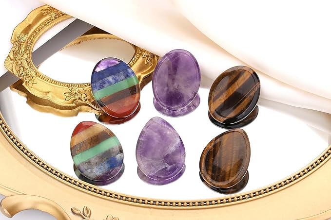 QINJIEJIE Thumb Worry Stone for Anxiety Chakra Crystals Healing Stones Palm Chakra Worry Stone Pocket Meditation Crystal Stress Relief Gifts Valentines Day Stocking Stuffers for Women