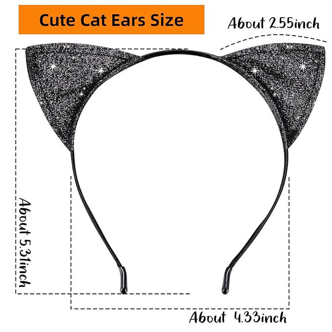 Halloween Black Cat Makeup Kit, Ears Headband, Lipstick, Professional Costume Accessories for Balck Cat Cosplay Party SFX Makeup