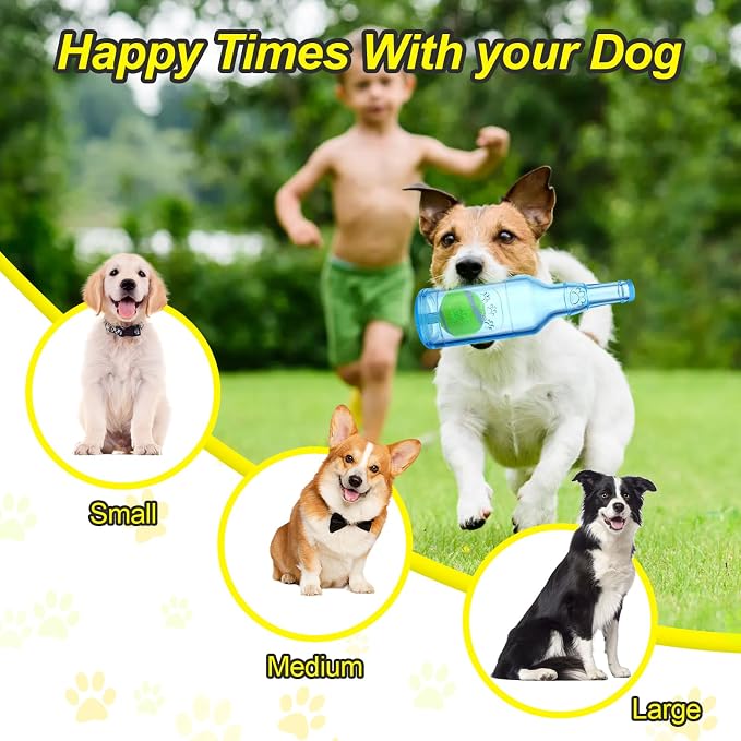 Water Bottle Dog Toy for Aggressive Chewers, Cute Squeaky Indestructible Water Bottle Dogs Chew Toys for Medium/Small Dogs Interactive Dog Toys to Exercise and Accompany (Blue)