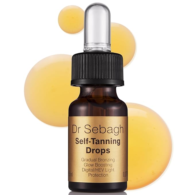 Dr Sebagh Self-Tanning Drops (0.17 fl oz) - Customizable Self Tanner Drops for Face - Streak-Free, Scent-Free Face Tan Drops - Natural Golden Glow Sunless Tanning Drops for Radiant Skin