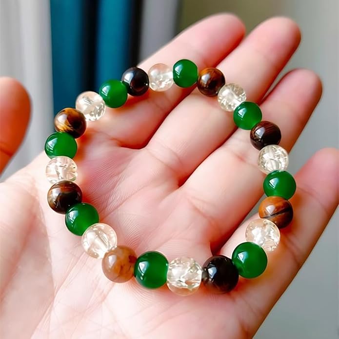 Evil Eye with Hematite Black Obsidian Tiger Eye Stone Triple Protection Bracelets for Men Women, Crystal Healing Stone Bracelet Bring Luck Prosperity and Happiness Jewelry