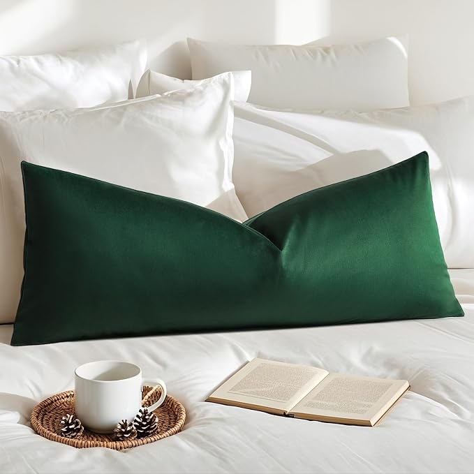 Artscope Luxury Velvet Lumbar Pillow Cover Super Soft Decorative Rectangle Throw Pillow Covers Case Cushion Covers for Sofa Couch Bedroom Car Decor 14x36 Inch Army Green