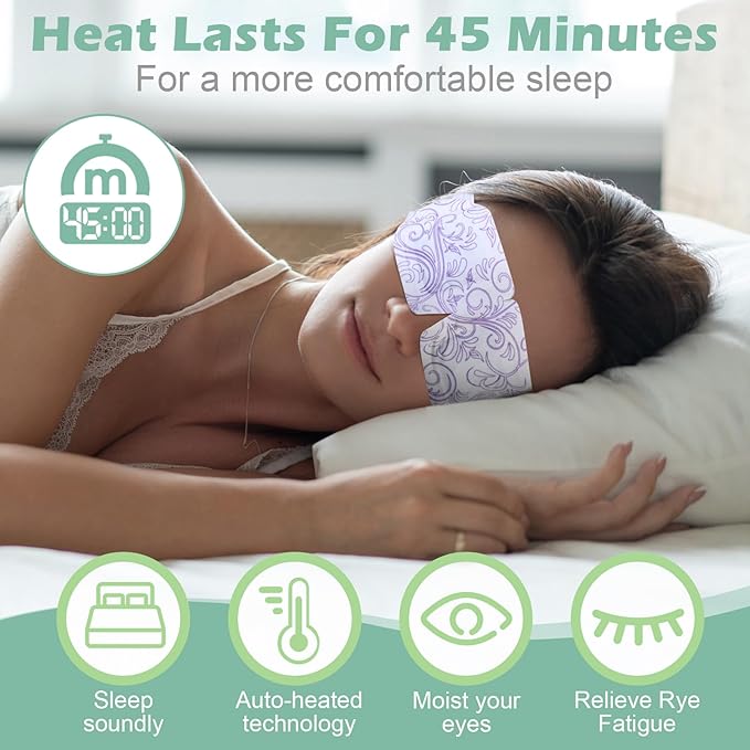 144 Packs Steam Eye Mask Disposable Self Heating Eye Mask for Dry Eyes Spa Warm Sleep for Home Office Travel Eyestrain Relieve