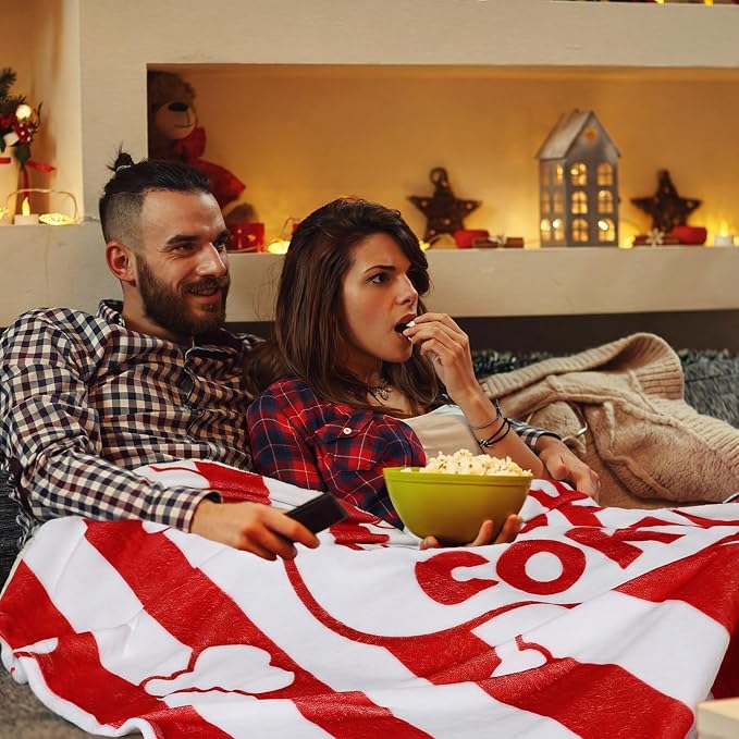 50'' x 60'' Popcorn Movie Throw Blanket Gifts for Women Movie Lover | Movie Popcorn Blanket Gifts for Women Soft Warm Lightweight Cozy Cinema Theme Throw for Bed Sofa Couch Living Room Decor