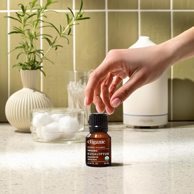 Cliganic Organic Eucalyptus Essential Oil - 100% Pure Natural for Aromatherapy Diffuser | Non-GMO Verified