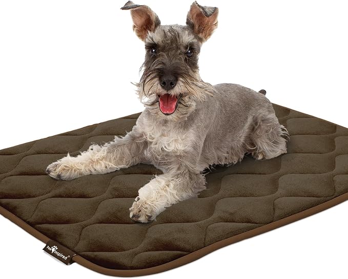 Paw Inspired Washable Padded Crate Mats for Dogs, Dark Brown, 35x22 Inch | Fits 36-inch Kennels, Leakproof, Waterproof Bottom, Plush Dog Pad, Pet Bed