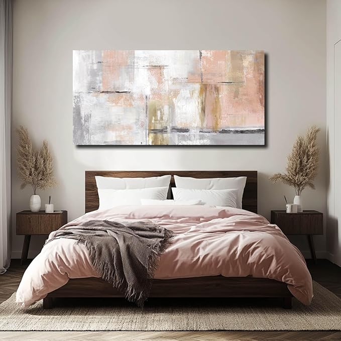 SOUGUAN Large Abstract Canvas Wall Art Modern Wall Decor Pink Art Posters 29"x58" Home Decorations for Living Room Artwork for Office