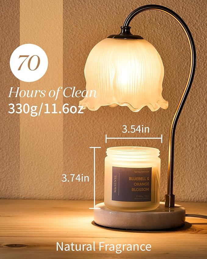 M&SENSE Bluebell Orange Blossom Scented Candle | 11.6oz Natural Soy Wax | 70-Hour Burn Time, Non-Toxic 2-Wick Candle for Home Refresh, Spring Decor & Self-Care Gifts