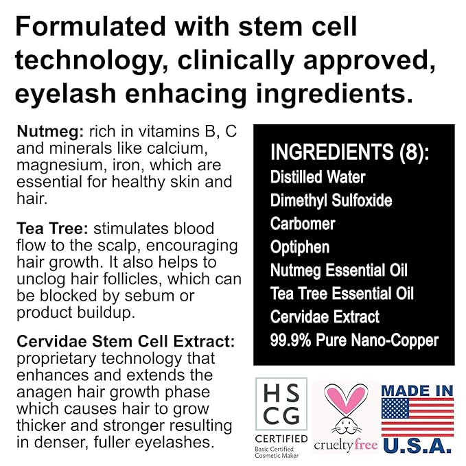 Volver LASH Enhancing Serum for Longer Thicker Denser Eyelashes | Advanced Stem Cell Formula with Minimal Ingredients for women | Clinically Tested and Dermatologist Approved | MADE IN USA 10ml