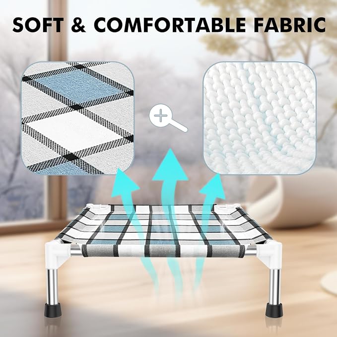 Caghash Elevated Outdoor Raised Dog Bed, Lifted Dog Cot for Small Pet | Breathable Fabric Dog bed for Indoor & Outdoor, Stainless Steel, Anti-Slip Pet Bed