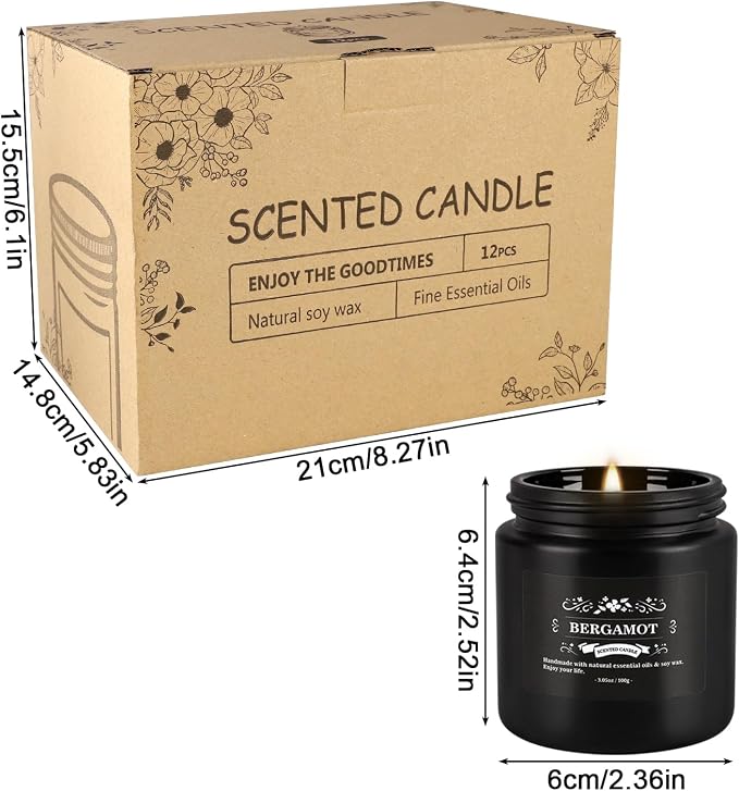 YOROXRG Scented Candles Gifts Set 24 Pack Soy Wax Travel Tin Jar Candles for Home 3.05 OZ for Mom for Christmas, Birthday, Thanksgiving, Mother's Day,Father'Day(Black)
