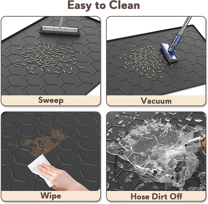 Garoopion Silicone Cat Litter Mat Large 40" X 28", Easy to Clean, Black | Large Size Waterproof Silicone Mat with Raised Edges, Catch Litter, Protect Floor from Urine, Multi-Use for Dog/Sink/Kitchen