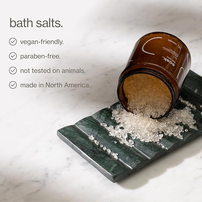 Maude Soak No. 2 - Nourishing Mineral Bath Salts - Hand-Harvested Dead Sea Salt with Magnesium & Potassium Chloride - Soften & Rejuvenate Skin - Notes of Pink Pepper & Lemon (8 oz)