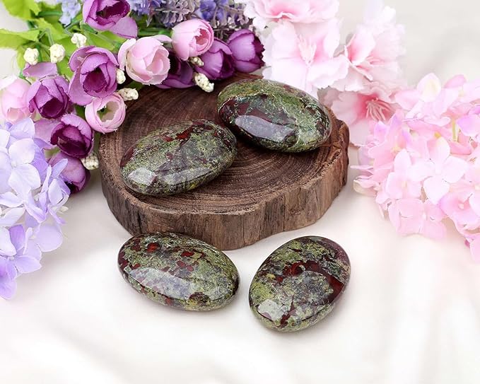 LAIDANLA Dragon Blood Stone 2.4" Large Palm Stone Healing Crystals Natural Gemstones Calming Effects Energy Balancing Reiki Polished Worry Stone Cleansing Protection Anxiety Stress Relief Therapy 1PC