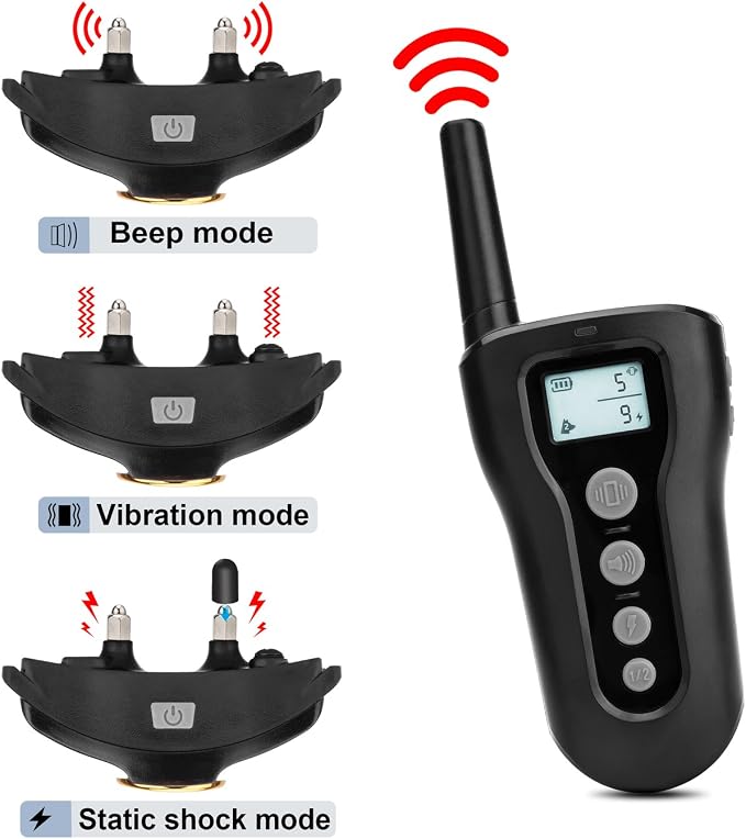 Bousnic Dog Training Collar 2 Dogs Upgraded 1000ft Remote Rechargeable Waterproof Electric Shock Collar with Beep Vibration Shock for Small Medium Large Dogs (15lbs - 120lbs)