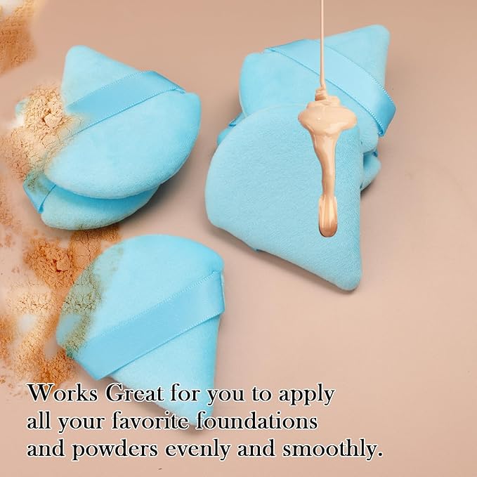 Powder Puff Daubigny 6 PCS Makeup Puff Face Soft Triangle Powder Puffs for Loose Powder Mineral Powder Body Powder Velour Cosmetic Foundation Sponges Blender Beauty Makeup Tools(Blue)
