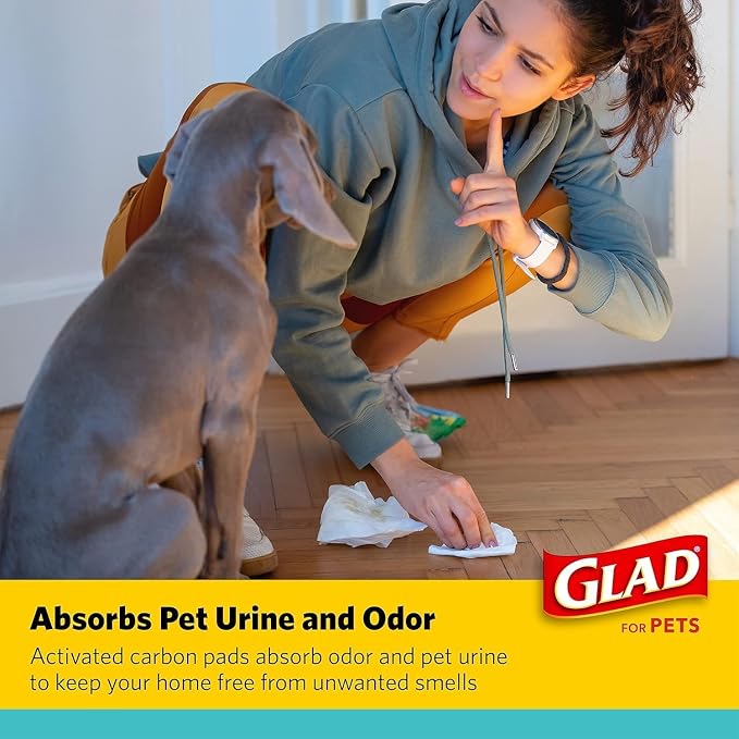 Glad for Pets Black Charcoal Puppy Pads, 17.5 x 23.5 Inch, 120 Count, 2-Pk | Super-absorbent core, disposable design, 17.5x23.5 in, potty crate and indoor training