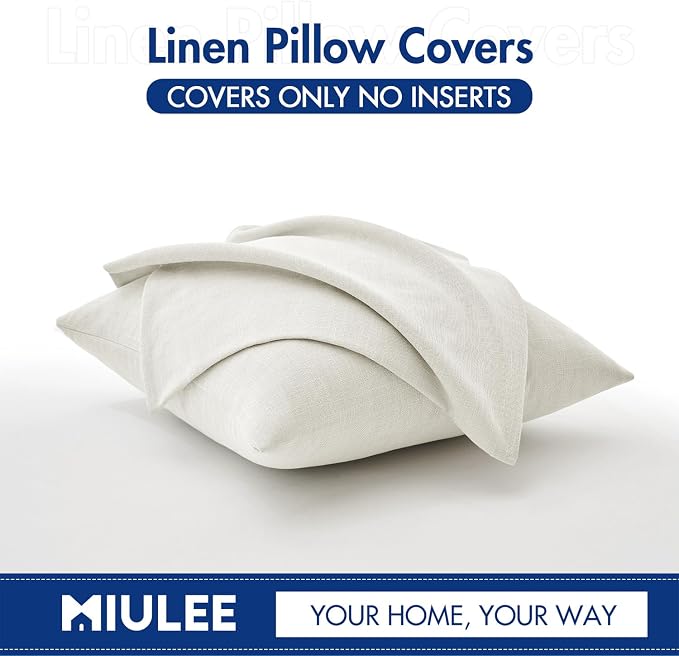 MIULEE Pack of 2 Decorative Linen Burlap Pillow Covers Farmhouse Boho Accent Pillowcases Modern Home Decor for Sofa Couch Bedroom Living Room 20x20 Inch Gray White