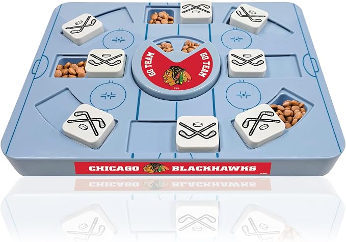 Pets First NHL Chicago Blackhawks Large Puzzle Toy, New Size, Interactive Dog Treat & Slow Feeding Toy