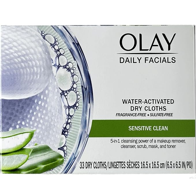 OLAY Daily Gentle Clean 5-in-1 Water Activated Cloths, 33 Count (Pack of 3)