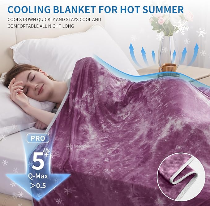 Guohaoi Cooling Blanket for Hot Sleepers and Night Sweats 90"x90" Queen | Arc-Chill Q-Max >0.5 Cool Fiber,100% Oeko-Tex Certified Lightweight Summer Blanket for Travel/Outdoor Ultra Cold Breathable