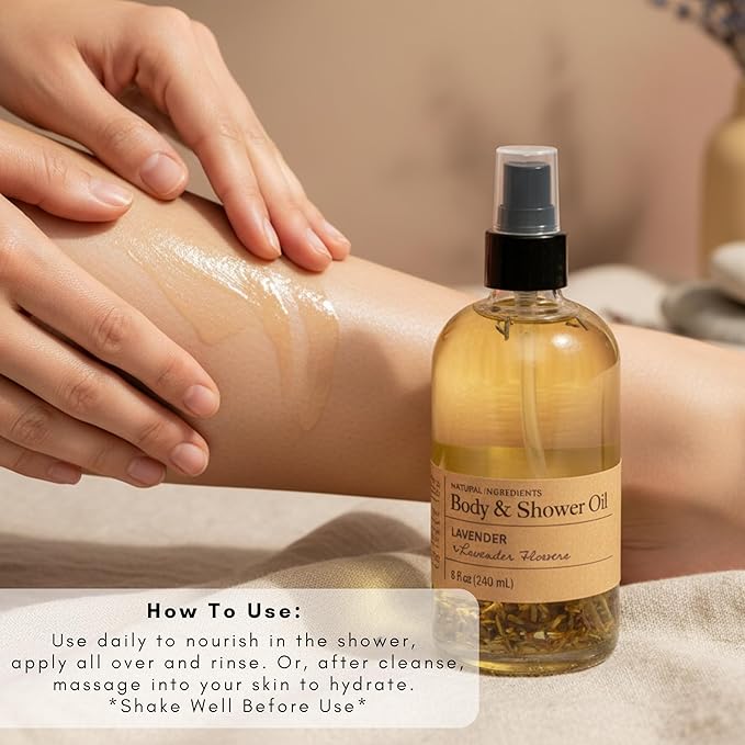 Olivia Care Body Oil Shower Oil Vegan & Natural | Hydrating & Moisturizing - Infused with VITAMIN E, K & Omega Fatty Acids - Refreshing Fragrance - Reduce Dry Skin (Lavender)