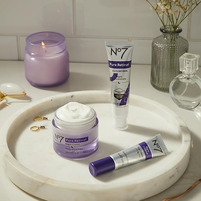 No7 Advanced Retinol 0.3% Night Concentrate - Slow Release Retinol Serum + Peptide Matrixyl 3000+ Boosted Overnight Anti-Aging Serum for Smoother, Softer Skin (1oz)