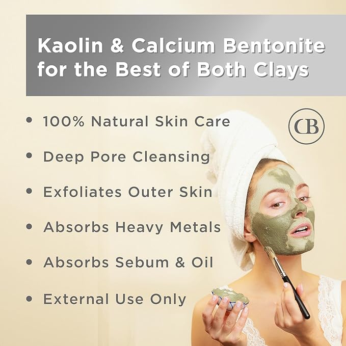 California Biology Kaolin & Calcium Bentonite Clay | Indian Healing Clay for Face & Body | Deep Pore Cleansing Facial Mask & Clay Body Scrub | Natural Skin Care Mask | 6 Count