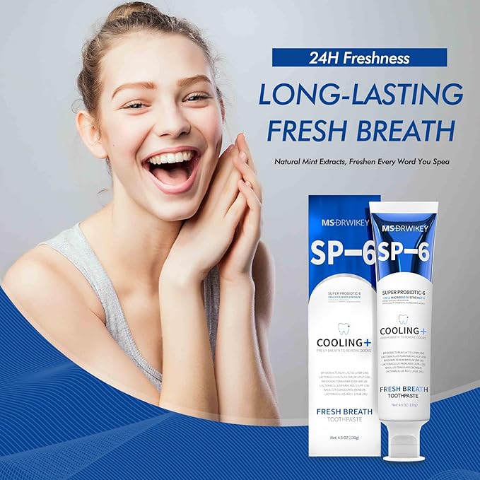 MSDRWIKEY SP-6 Toothpaste, Cooling Fresh Breath, and Popping 7-Pro Whitening Toothpaste Bundle | 6 Probiotics for Oral Health, Fluoride-Free, Safe for Enamel, Deep Whitening & Freshness
