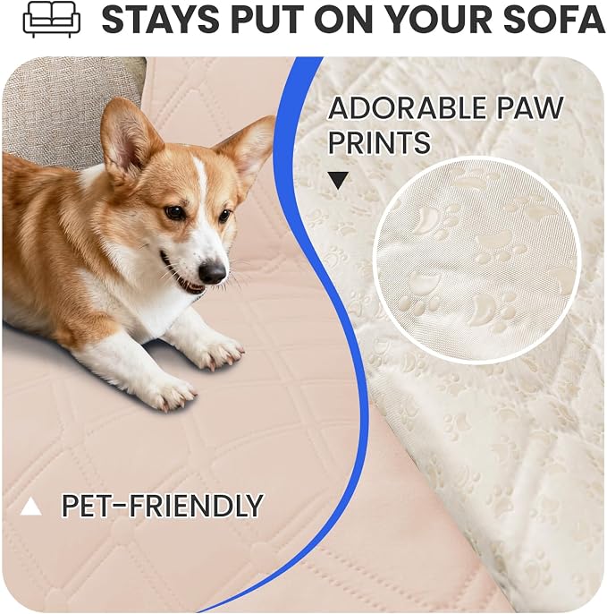 Waterproof Dog Bed Cover Pet Blanket, Soft Couch Cover for Dogs Washable, Non-Slip Dog Blanket Protect Furniture Couch Sofa Car for Puppy Large Dogs Cat (30x70 Inch, Beige)