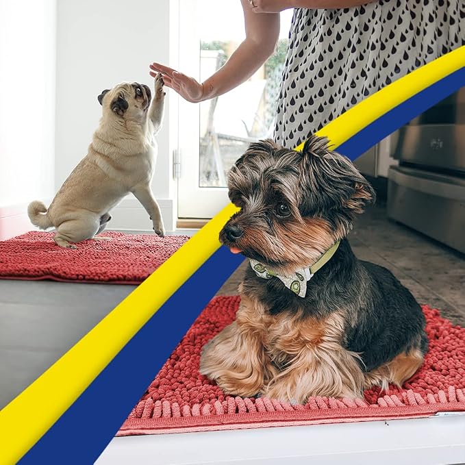 Muddy Mat® | Super Water Absorbent Door Mat Indoor, Microfiber Quick Dry Chenille Entryway Rug, Slip Resistant Front Door Mat, Indoor Mats for Entryway, Machine Washable Pet Rug, Red 59"x24"