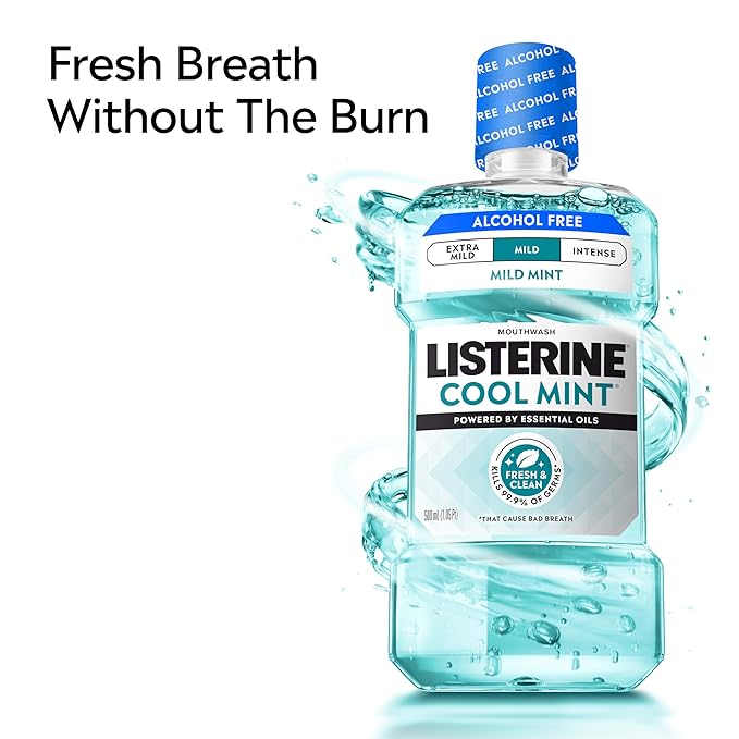 Listerine Total Care Anticavity Fluoride Mouthwash, 6 Benefits in 1 Oral Rinse Helps Kill 99% of Bad Breath Germs, Prevents Cavities, & Strengthens Teeth, Fresh Mint, 1 L, Pack of 1