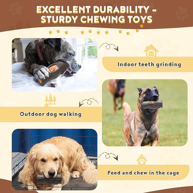 Stump Shape Nylon Dog Chew Treat Toy with Filling Tray, Large Medium Dog Chew Toys for Teeth Grinding, Dogs Puzzle Interactive Toy for Slow Feeding to Keep Pet Healthy