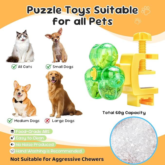 Cat Toy for Indoor Cats, Clover Shape Treat Dispenser,Interactive Puzzle cat Toy for IQ Training,Enrichment Toys as Gifts for Pupies，Cats,Dogs