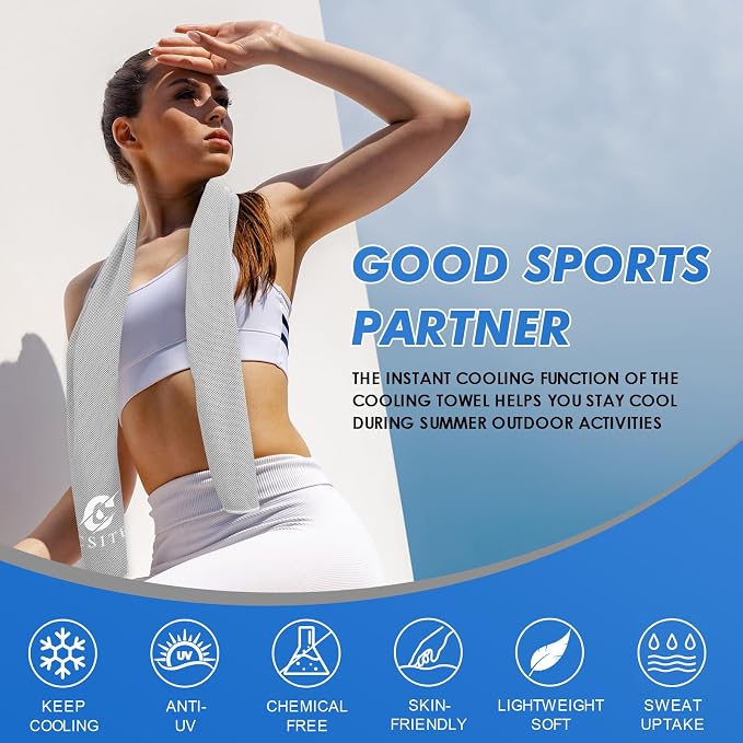 CSITE 6 Pack Cooling Towels (47"x12") for Neck and Face, Ice Towel for Hot Weather, Soft Breathable Chilly Gym Towels, Microfiber Towel for Work Out, Yoga, Running, Camping & More Activities