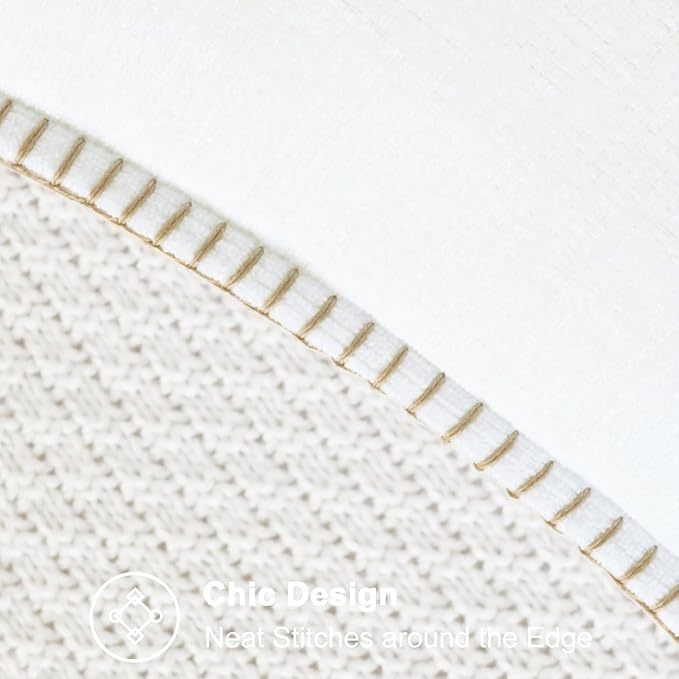 CaliTime Decorative Couch Throw Pillow Covers 24 X 24 Inches True White | Pack of 2, Cozy Chenille Cushion Cases, Cotton Thread Stitching Edges, for Sofa Bed Living Room Farmhouse