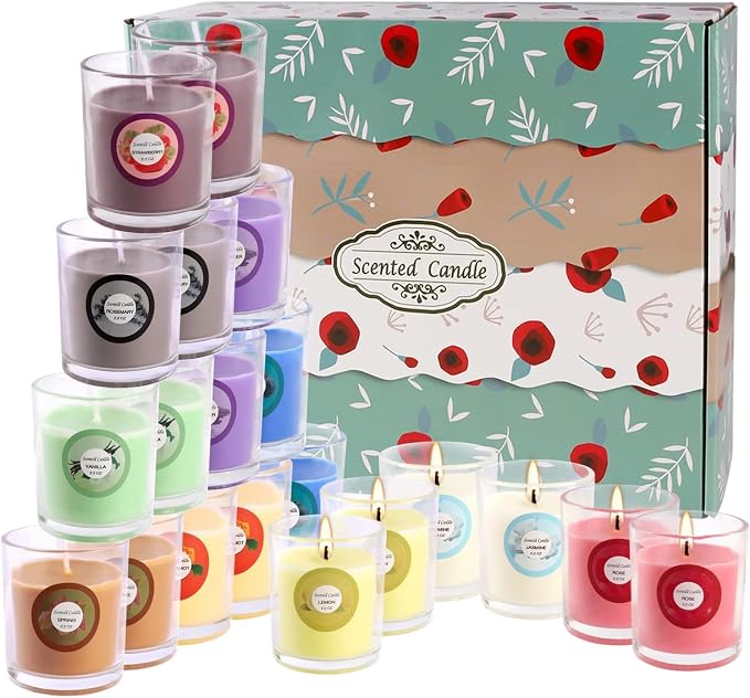 WPONSZU 40pack Scented Candles Gift,Natural Soy Wax Jar Candles,Small Portable Tin Candles Set for Mom,Women,Teachers, Colleagues and Friends,2 OZ