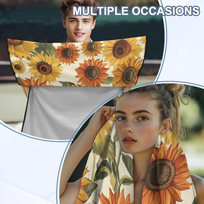 INSTANTARTS Sunflower Car Seat Cover Protector Sweat Towel Multi-Functional Car Towel Quick-Dry Car Seat Cover