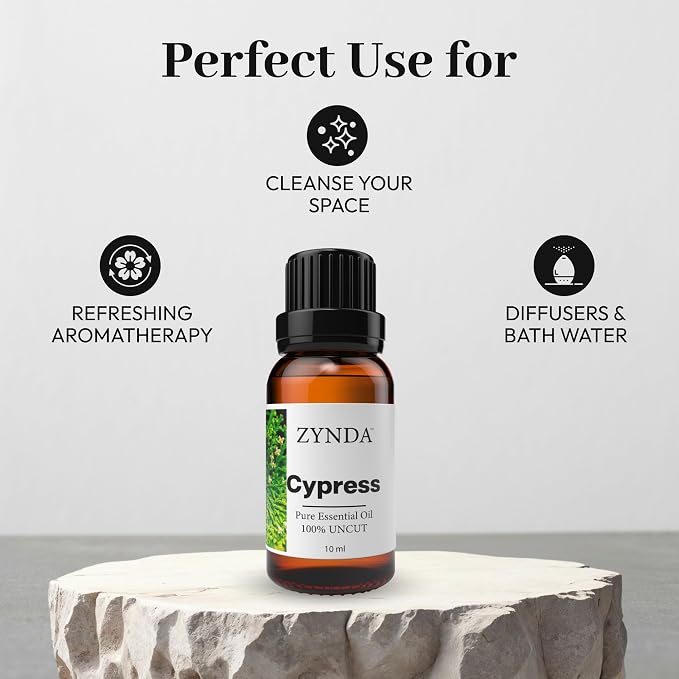 Cypress Essential Oil Organic – 100% Pure, Natural & Uncut | Premium Cypress Oil for Skin, Hair & Diffuser | Fresh Woody Aroma | Lab-Tested Essential Oils – Made in USA, 10ML