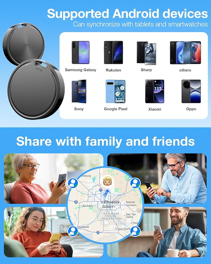 Air Tags for Android,Air Tags-1 Pack Android,Android Tracker Tags,2 Year Battery Life,Google Find Trackers for Google'S Find Hub App,IP65 Waterproof Luggage Tracker Android for Keys,Wallets,Luggage