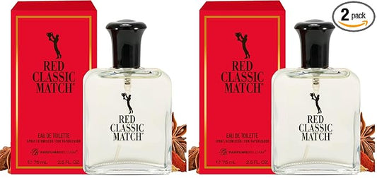 PB ParfumsBelcam Red Classic Match Eau de Toilette - Spicy Woody Amber Fragrance for Men, Long-Lasting Masculine Scent, Affordable Cologne Alternative, Signature Fragrance - 2.54 Fl Oz (Pack of 2)