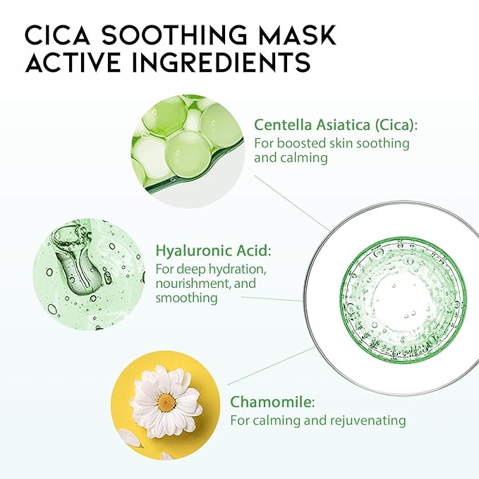 Hydrating Soothing Sheet Masks Gift Set for Skincare, Korean Vegan Sheet Mask for Dry, Sensitive Skin, Calming, Smoothing, Brightening, Collagen, Ceramide, Cica, Hyaluronic Acid 30EA