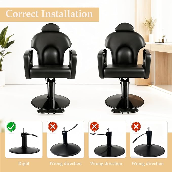 Black Salon Chair for Hair Stylist, Professional Barber Chairs Barbershop Hair Stylist Chair w/Heavy Duty Hydraulic Pump, 360° Braiding Styling Hairdresser Chairs for Spa Home Euipment, Matte Black